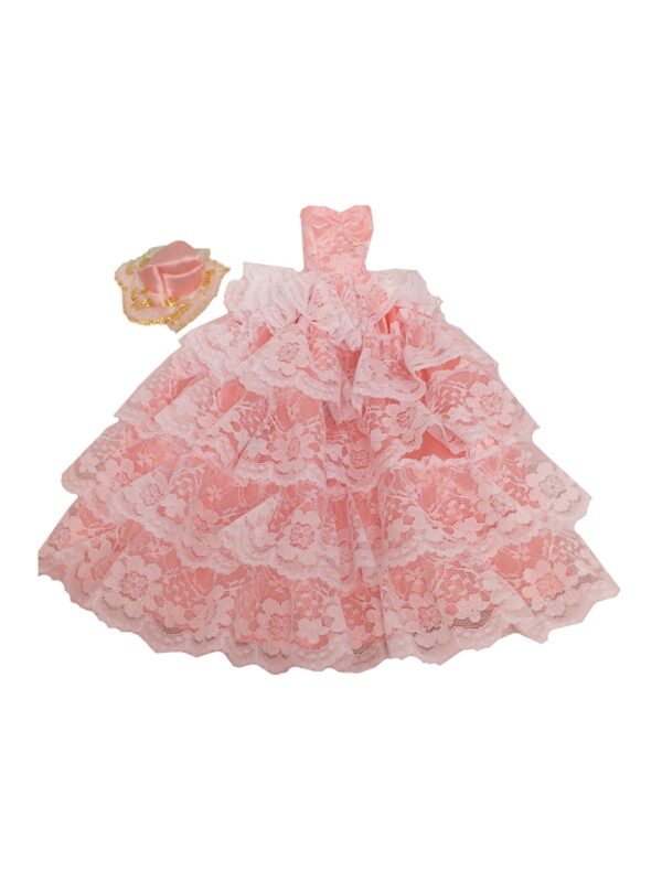 Inch Doll's Full Dress Five Layers Lace Strapless Dress And Hat Romantic Clothing - Image 2
