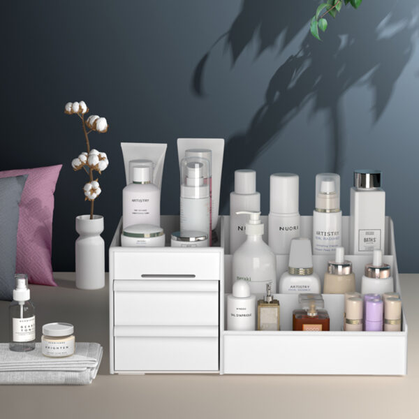 Large Capacity Cosmetic Storage Box with Drawer Organizer - Image 2
